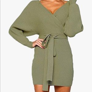 Light green sexy sweater dress